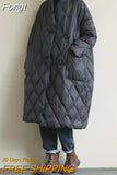 Winter New Arrivals Women's Cotton Coats Diamond Lattice Block Big Size Female Long Parkas Loose Lady Overcoats