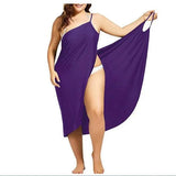 Fongt New Plus Size Dress Solid Color Sexy Sling Beach