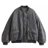 Fongt / Winter 2023 New Women's Washed Cotton Jacket Loose Pocket Pilot Jacket-Outfit