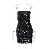 Strapless Sequin Mini Dress-Outfit