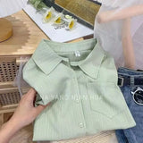 Fongt Chic Texture Folds Loose Long-Sleeved Shirt Women Spring Fresh Design Sense Inside And Outside Wear