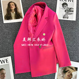 Fongt Suit Jacket Female 2024 Spring And Autumn Double-Breasted Green Suit Temperament Show Thin Web Celebrity Fried Street Clothes Tide-Outfit