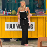 Contrast Spaghetti Strap Bodycon Maxi Dress-Outfit