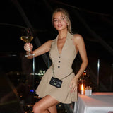 Buttoned Cropped Vest And Mini Skirt Set-Outfit