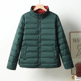 Winter Short Down Jacket Female Thin Seamless Pressure Glue Standing Collar Large Size Casual Color White Duck Down Coat Versatile Tide-Outfit