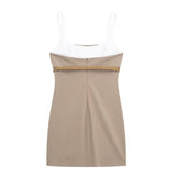 Spring Style With Belt Splicing Short Dress 3152308-Outfit