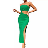Fongt Women's Fashion Trend With Chest Empty Side Open Slit Kink Sexy