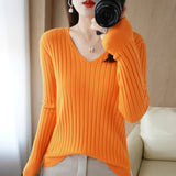 Fongt New Spring And Autumn V-Neck Vertical Knit Short Sleeve Women's Collar Slim Solid Color Wool Undershirt Jacket-Outfit