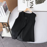 New V-Collar Single-Breasted Two-Color Suit Vest-Outfit