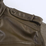Fongt Women's Long-Sleeved Imitation Leather Short Jacket Jacket