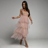Spring And Summer New Sling Wool Gauze Spliced Dress INS Elegant Dress For Women-Outfit