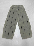 Fongt Water Wash Retro To Do Old Work Clothes High-Waist Jeans Babes BF Wind Straight Loose Leisure Trousers