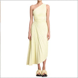 Fongt Women's New Fashion Pure Color Casual Temperament Shoulder Collar Folded Empty Dress Dress