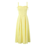 Fongt Elegant Wind 2025 Spring New Three-Dimensional Fish Bone Tie + Yellow Thoracic Dress Suit