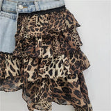 Denim Irregular Patchwork Ruffles Mini Skort-Outfit