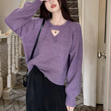 Wind Retro Red Head Sweater Female Qiu Dong New Korean Version Loose Show Thin Long Sleeve Jacket Female-Outfit