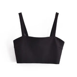 Women Black Bralette Camis Crop Top Strap Sleeveless Backless Short Shirts Female Casual Solid Tops