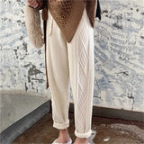 Warm Knitted Sweatpants Women's Casual High Waist Thick Harem Ankle-length Pants Korean Loose Sweater Pantalones