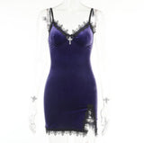 Dark Design Lace V Collar Tuxedo Bread Hip Skirt Summer Personality Dress Women's Dress-Outfit