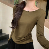 Basic T-Shirt With Bottomed T-Shirt Under Long Shoulder Sleeves New Style Thin Blouse In Spring And Autumn