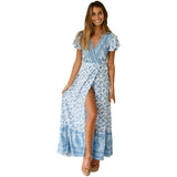 Fongt Summer Leisure Hot Holiday Printing Dress Sexy Long Dress Women's Dress