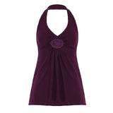 Fongt Sexy Lace Splicing Hanging Neck Bare Back A Sling Sling Vest Hottie Temperament Thin Knitting Top