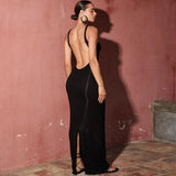 Backless Bodycon Maxi Dress-Outfit