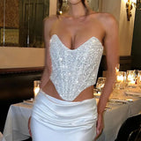 White Sequin Corset-Outfit