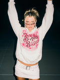 Y2K Letter Print Women Hoodies Sweatshirts Cotton Pullover White Lace Up Pockets Cute Casual Long Sleeve Autumn