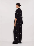 Fongt East New Women's Fashion Casual Chiffon Print Blouse Broad Leg Trousers Set