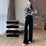 Fuzzy Wide-Leg Drawstring Sweat Pants-Outfit