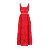 Fongt Elegant Style Dress Woman 2025 Summer New Fashion Lace Flower Stitching Design Sling