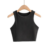 Fongt Yoga Female Training Double Layer Ultra Short Solid Color Vest-Outfit