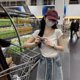 Fongt Short-Sleeved T-Shirt Women's Wear 2024 New Thin Temperament Summer Leisure Versatile Students Short