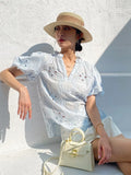 Fongt And Summer New Holiday Style French Shirt Women Design Short-Sleeved Women's Shirt Women's