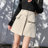 Tweed Sparkle Buttoned Mini Skirt-Outfit