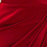 Satin Dress Spaghetti Strap Split Ruched Cowl Neck 2 Layer Elastic Zipper Midi Dress Elegant Sexy Dresses for Women