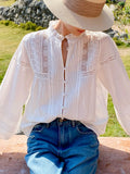 Fongt Spring Cotton Hemp French Shirt Women Long Sleeves Niche Design Loose White Shirt Shenzhen South Oil Women's