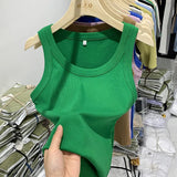 Girls Tight Anti-Smooth Threaded Vest Women's Spring And Summer Suit Slim Top Ins Tide-Outfit