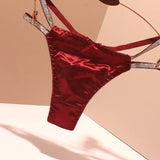 Fongt T-Shirts Without Trace Pure Cotton Crotch With Sexy Shiny Belt Bow Pure Desire Trousers Woman