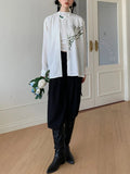Fongt New Chinese Style Retro Oil Painting Bamboo Printing Sweet Silk Satin Long-Sleeved Versatile Shirt For Men And Women-Outfit
