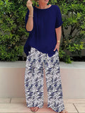 Fongt Summer New Large-Size Women's Two-Set Printed Short-Sleeved