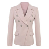 QUALITY New Fashion 2023 Baroque Designer Blazer Women's Long Sleeve Double Breasted Metal Lion Buttons Blazer Jacket