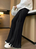 Mink Velvet White Pants Loose Slim Soft Waxy Tassels Knitted Micro-flared Pants Autumn Winter Cashmere Warm