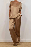 Fongt And Summer 2025 New Trendy Loose Shirt Broad Leg Trousers Casual Set
