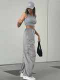 Vintage Oversized Parachute Cargo Pants-Outfit