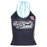 2024 Summer New Women's Street With Hanging Neck Letter Print Umbilical