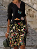 Elegant Floral Print Dress 703-0-Outfit