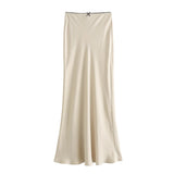Spring Silk Satin Floral Trimmed Skirt 4661400 806-Outfit