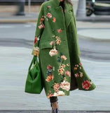 2023 Spring Autumn Women's Overcoats Matching Plaid Long Sleeve Lapel Coat Printed Woolen Coat Women Clothes Female